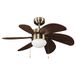 wonderlamp Plafondventilator met licht, Tandy, leer, vleugels van hout (MDF), 3 snelheden, zomer-winterfunctie (lamp 1 x E27 niet inbegrepen)