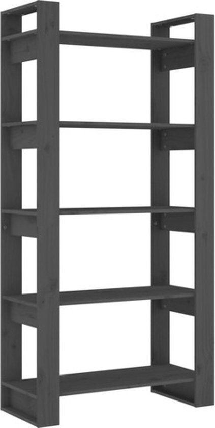 vidaXL Boekenkast/kamerscherm 80x35x160 cm massief hout grijs