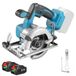 Scie circulaire - Alimenté par batterie, 12,5 cm - Puissance 1000 W - Moteur sans balai - Angle d'inclinaison 0–45° - Système 18 V - Avec 2 batteries, prise UE