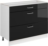 Vicco Keukenonderkast R-Line, Zwart hoogglans/Wit, 100 cm zonder werkblad