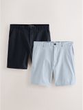 Next - Heren - Set van 2 chinoshorts met stretch en rechte pasvorm - Blauw