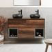 Hudson Reed Meuble sous lavabo suspendu - Chêne foncé - Avec vasques ronde graphite - 120 cm - Sans LED - Hoxton - Design moderne