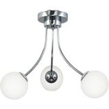 Kik Plafonnier, Lustre, chromé, abat-jour en verre, boule blanche, Kik 13-542