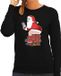 Bellatio Decorations Foute Kersttrui/sweater voor dames - Merry Shitmas - zwart - kerstman op de WC XXL