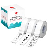 Phomemo Recharge d'étiquettes 40x14 mm pour imprimante d'étiquettes D30 - Noir sur blanc - 3 rouleaux par paquet