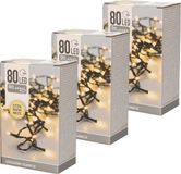 Merkloos Koopman International Kerstverlichting - 3x - warm wit - buiten - 6m - 80 lampjes