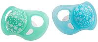 Twistshake 2x 0-6 Maanden Spenen Orthodontisch Ademend, Ultra Zacht Fopspeen voor Babys met Gevoelige Huid, Borstachtige, BPA Vrij, Pastel Blauw/Groen