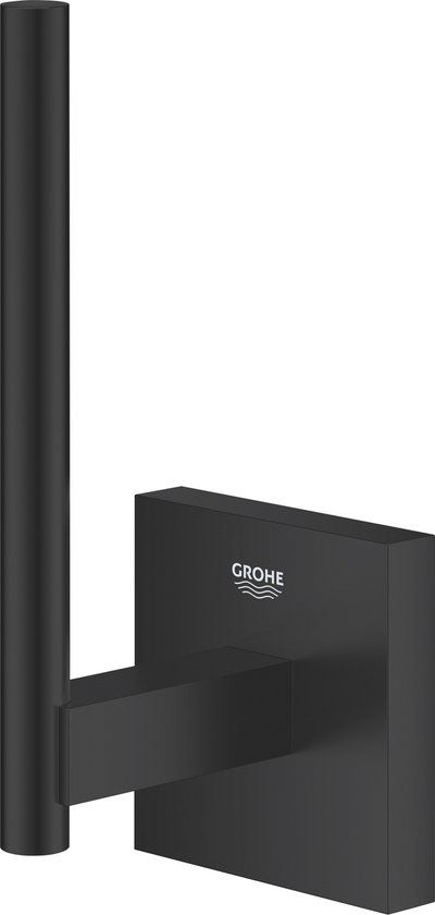 GROHE QuickFix Start Cube Reserve Toilet Roll Holder - Matte Black