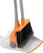 Set balai et pelle sans marque avec manche long - Balai droit et pelle combinés pour le nettoyage des sols - Balai de hall avec manche réglable - Blanc et orange