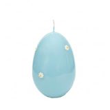 Handgemaakte Cereria Di Giorgio Handgemaakte kaars in eivorm, hoogte 16 cm, met decoratieve madeliefjes, brandduur tot 100 uur, lichtblauw