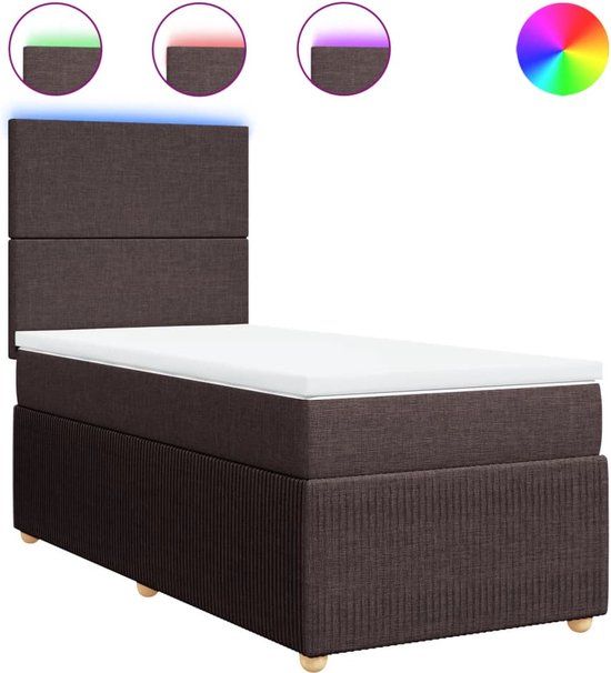 vidaXL Boxspring met matras stof donkerbruin 90x190 cm