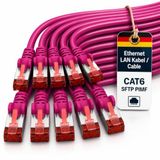 1aTTack.de 10x 5m Cat6 Cat.6 Ethernetkabel Cat 6 Netwerkkabel Patchkabel RJ45 SFTP - Magenta