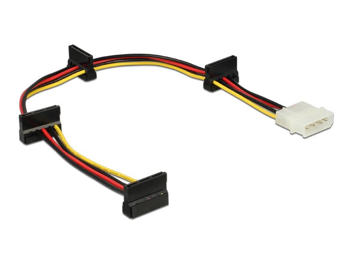 Delock Molex 4-Pin naar 4x SATA 15-Pin Stroomkabel - 0.4m