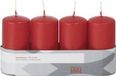 Trend Candles 4x Rode cilinderkaars/stompkaars 5 x 10 cm 18 branduren - Geurloze kaarsen - Woondecoraties
