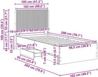 vidaXL Bedframe met opbergruimte en hoofdbord Zwart 100 x 200 cm