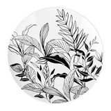 GENEVIEVE LETHU 536131 plat bord van porselein, wit, Ø 26,5 cm, collectie plantaardige schetsen, zwart