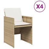 vidaXL Tuinstoelen 4 stuks met kussens polyrattan staal crème wit