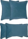 Atmosphera Bank/sierkussens Sophia - set 4x - Blauw - polyester - met rits - In 2 formaten