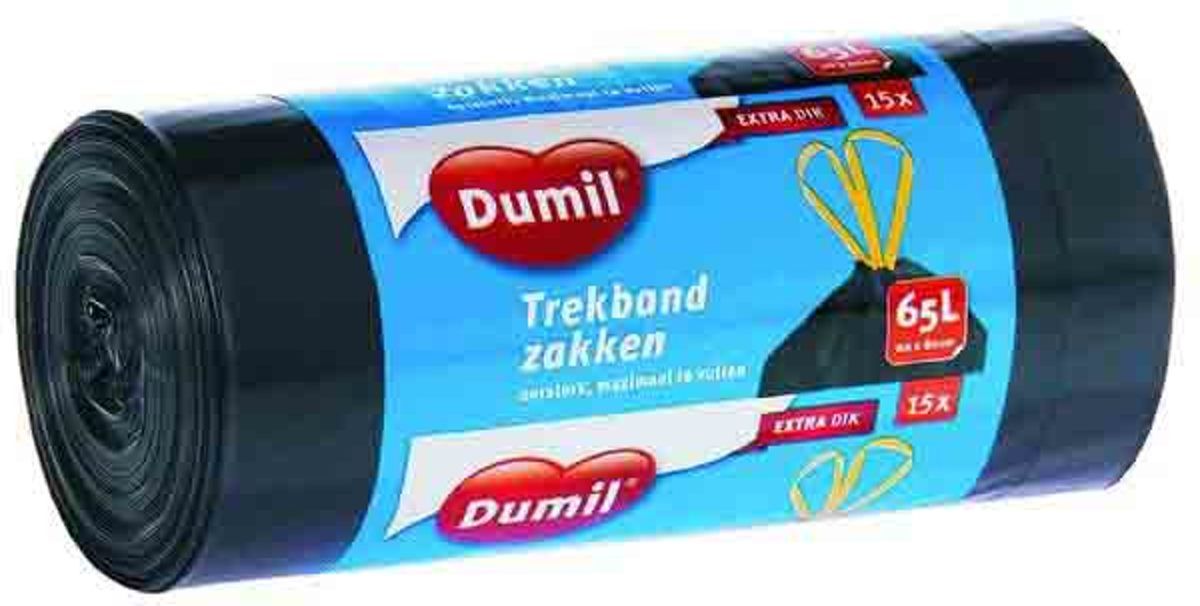 Dumil 3x afval trekbandzak 65 liter