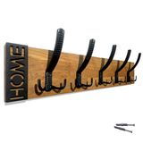 FLEXISTYLE Kledinghaken, modern, eiken, wandgarderobe, houten eiken design, lamellen, zwart, modern, natuur, 3 dimensies (eiken, 60 cm)