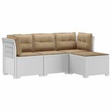 vidaXL 4-Zitter Tuin Sofa met Kussens Rattan Look PP Wit