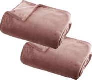 Atmosphera Plaid deken - 2x - oud roze - polyester - 130 x 180 cm - Bankdeken - Fleece plaid