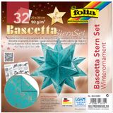 Folia Bascetta-ster vouwpapier, turquoise met winterornament