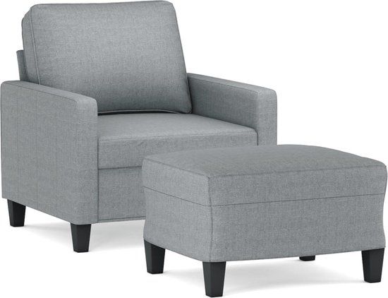 vidaXL Fauteuil met voetenbank stof lichtgrijs