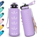 HoneyHolly Waterfles, 1500 ml, duurzaam, motiverend, herbruikbaar, lekvrij, waterfles voor school, sportschool, kantoor, camping, sport