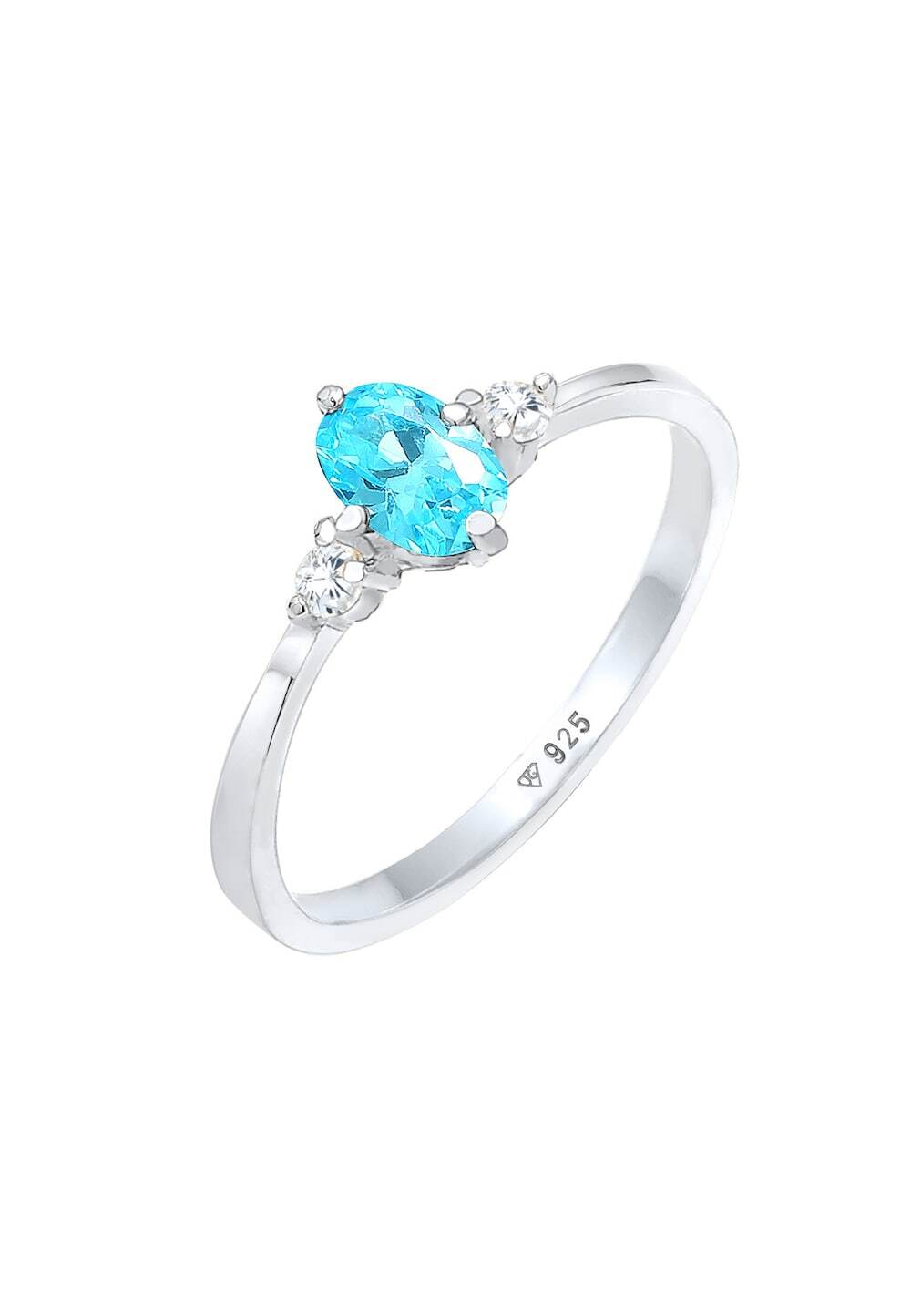 Elli Elli Elli Ring Dames Solitaire Blauwe Ovale Verloving met Zirkonia Kristallen in 925 Sterling Zilver Ringen