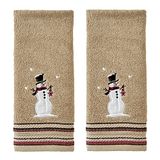 SKL HOME by Saturday Knight Ltd. Set van 2 rustieke handdoeken met sneeuwpop motief - Tarwe