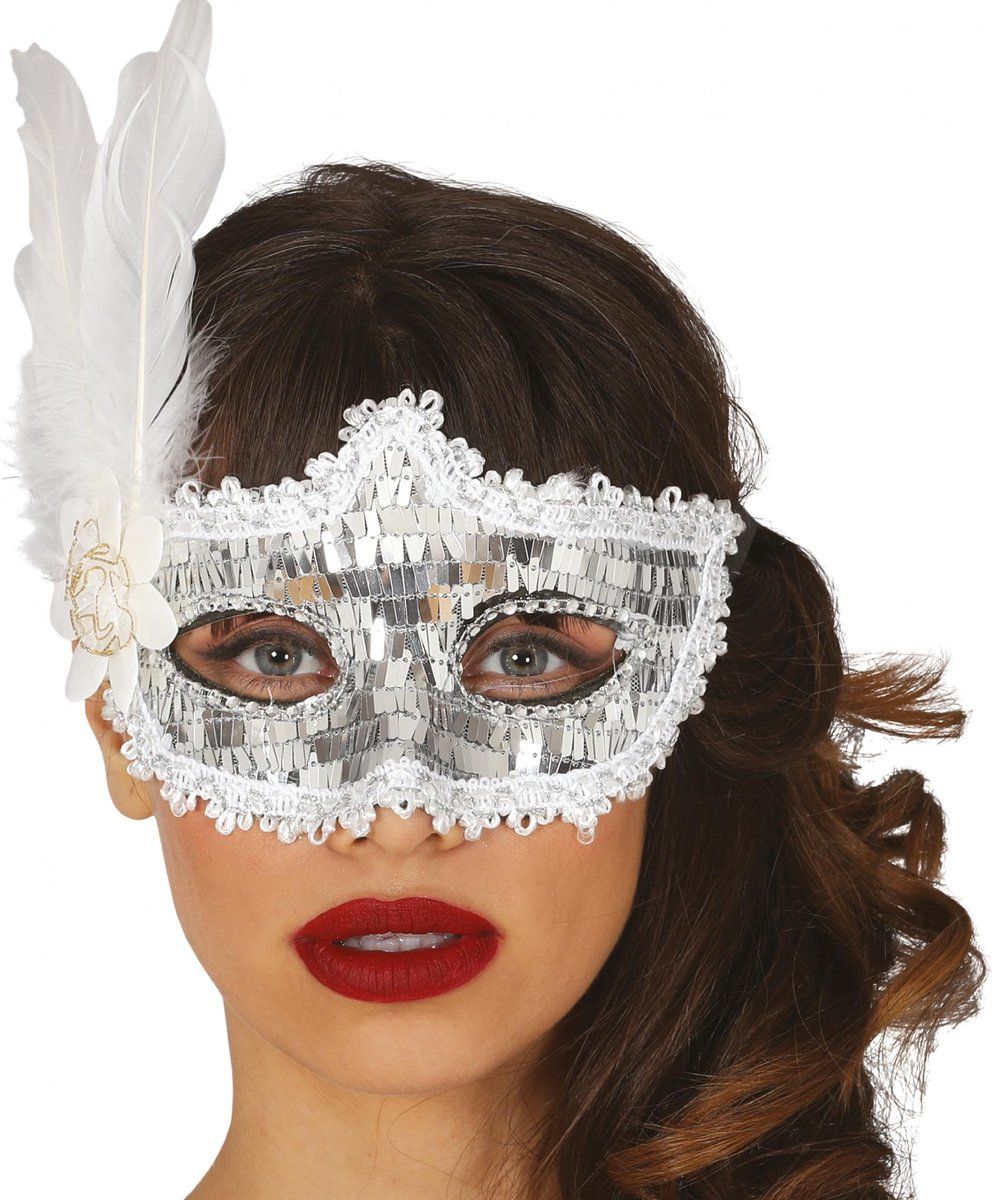 Fiestas Guirca Oogmasker Met Pailletten Dames Zilver