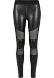 Urban Classics Ladies Tech Mesh Faux Leather Leggings Black-XXL
