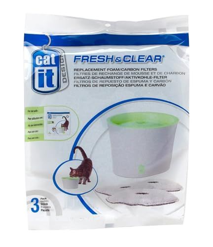 Catit 55601 Single Fresh & Clear, Vervangende Reinigingsfilter voor 3 Liter Drinkfontein, 1 Set 3 Stuks