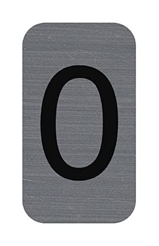 Exacompta 67190E - Kleefplaat met cijfer 0 - Geborsteld aluminium - 2,5 x 4,4 cm