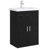vidaXL Badkamer Onder Wasbak Kast Zwart eiken 78,5 x 37,5 x 81 cm