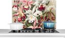 KitchenYeah Spatscherm keuken 80x55 cm - Kookplaat achterwand Bloemen - Ernst Haeckel - Vintage - Orchidee - Muurbeschermer - Spatwand fornuis - Hoogwaardig aluminium