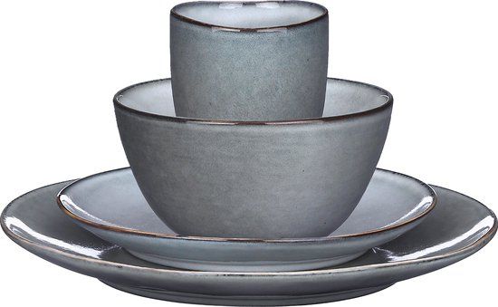 Mica Decorations Tabo Serviesset 4 Personen - Grijs - 16 Delig
