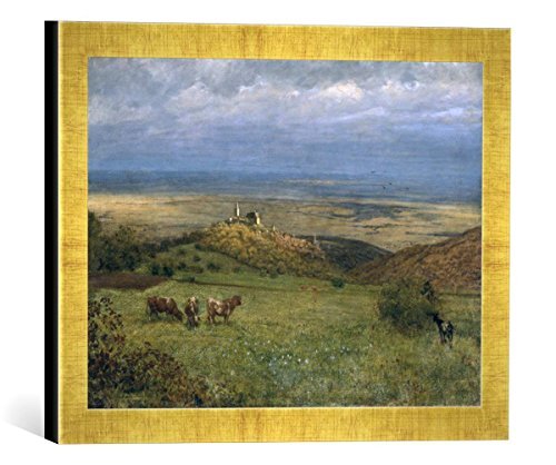 kunst für alle Ingelijste foto van Hans Thoma"blik op Kronberg in de Taunus, Germany, 1879", kunstdruk in hoogwaardige handgemaakte fotolijst, 40x30 cm, goud raya