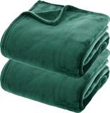 Atmosphera Plaids polaire - 2x - vert émeraude - 180x230 cm - polyester - Couverture Molleton