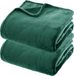 Atmosphera Fleece dekens/fleeceplaids - 2x - smaragd groen - 180x230 cm - polyester - Molton Bankdeken