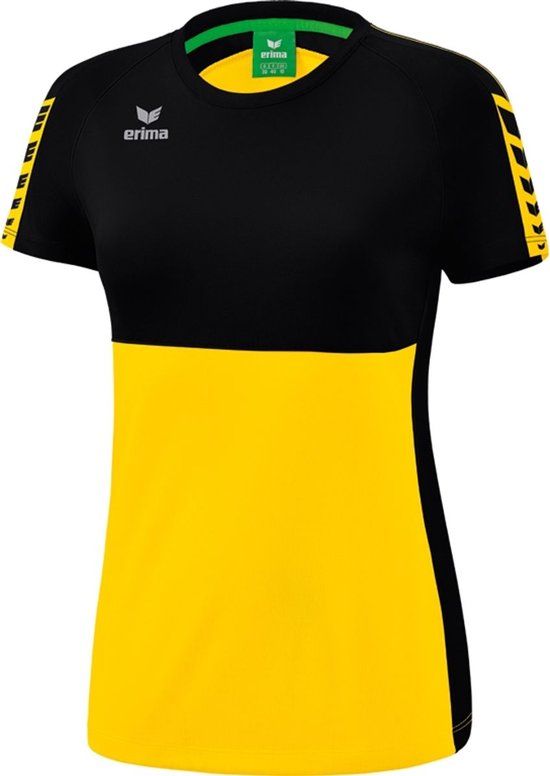 Erima Six Wings T-Shirt Dames - Geel / Zwart Maat 42