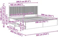 vidaXL Bedframe met opbergruimte en hoofdbord Grijs Sonoma