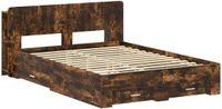 vidaXL Bedframe met opslag Gerookt eiken 150 x 200 cm Bewerkt hout