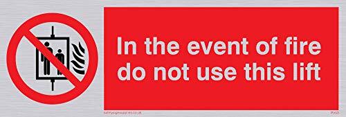 Viking Signs Viking Signs PV53-L15-SV "In The Event Of Fire Do Not Use This Lift" Sign, Silver Vinyl, 50 mm H x 150 mm W