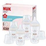 NUK Perfect Match Babyflessenset, vanaf 3 maanden, past zich aan de baby aan, temperatuurcontrole, anti-kolic, 150 ml en 260 ml, BPA-vrij, siliconen drinkzuiger, regenboog, 4 stuks