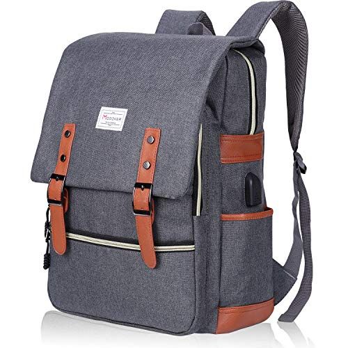 Modoker Vintage Laptop Rugzak - Grijs - 39,62 cm - Schoolrugzak - Unisex