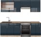 Vicco Fame-Line Blocs-cuisine – 240 cm sans plan de travail Bleu foncé brillant/chêne doré