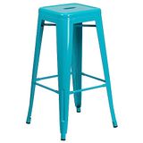 Flash Furniture Hoge Backless Barkruk Binnen-Buiten Metaal, Crystal Teal-Blauw, 78,74 x 45,72 x 44,45 cm