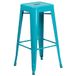 Flash Furniture Hoge Backless Barkruk Binnen-Buiten Metaal, Crystal Teal-Blauw, 78,74 x 45,72 x 44,45 cm